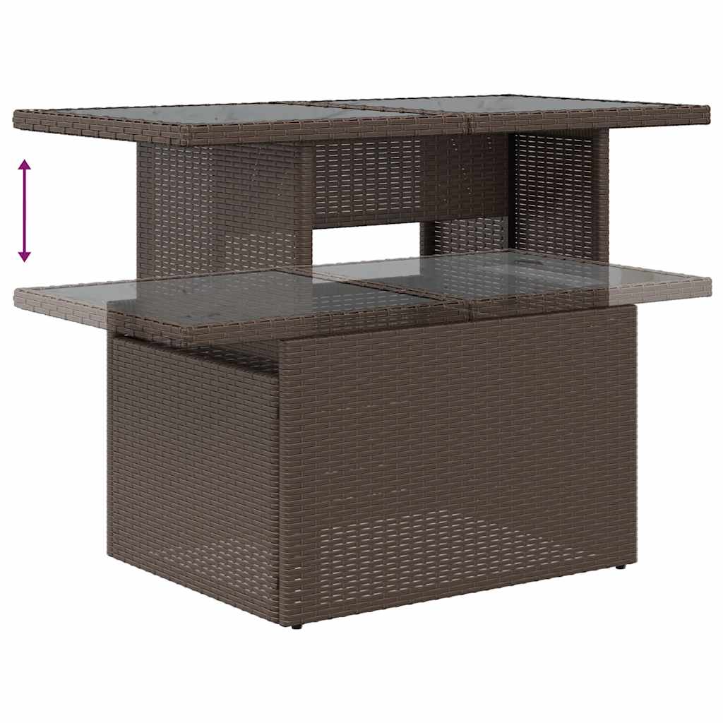 5-delige tuinbankset met kussens, bruin polyrotan – afbeelding 6