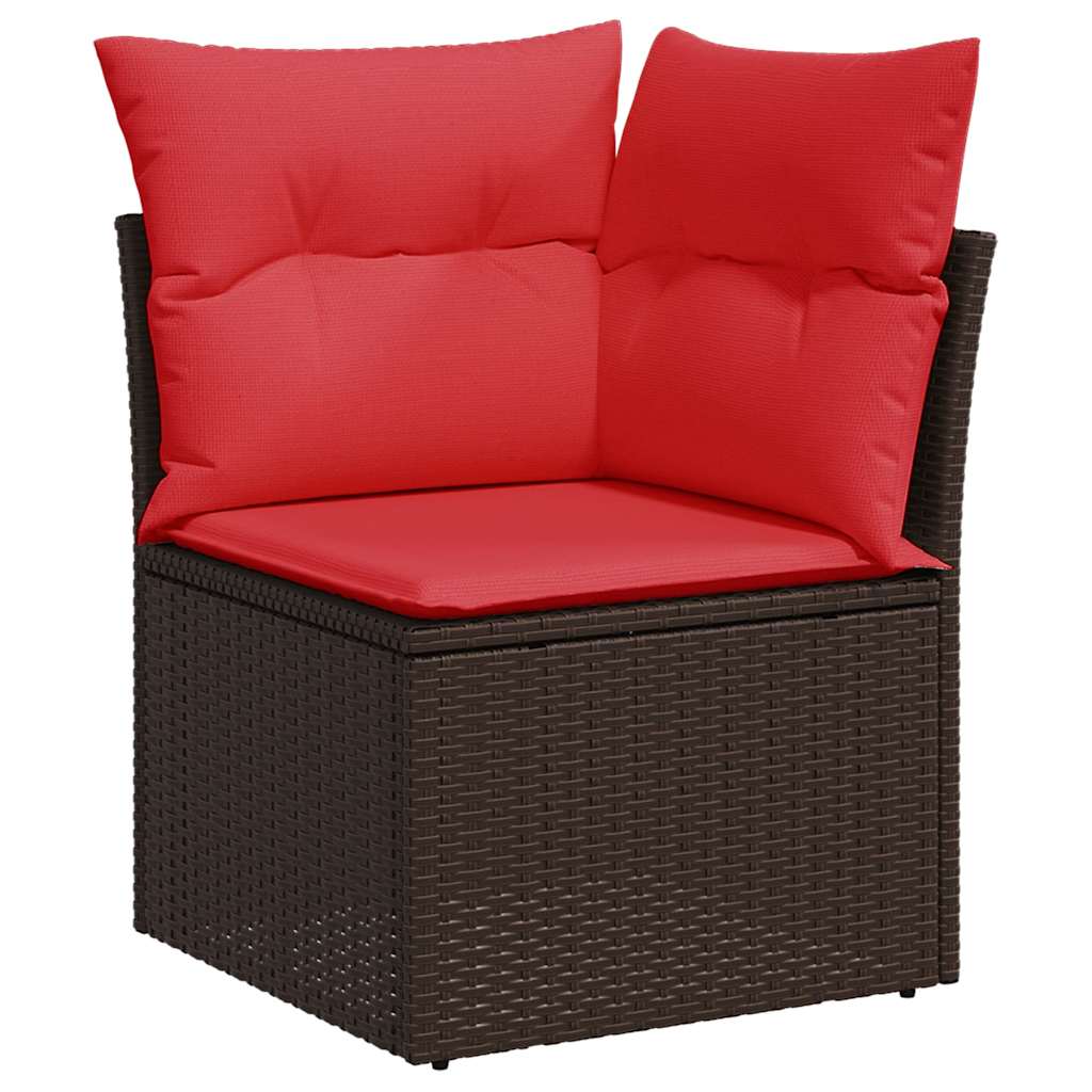 8-delige tuinbankset met kussens, bruin polyrotan – afbeelding 5
