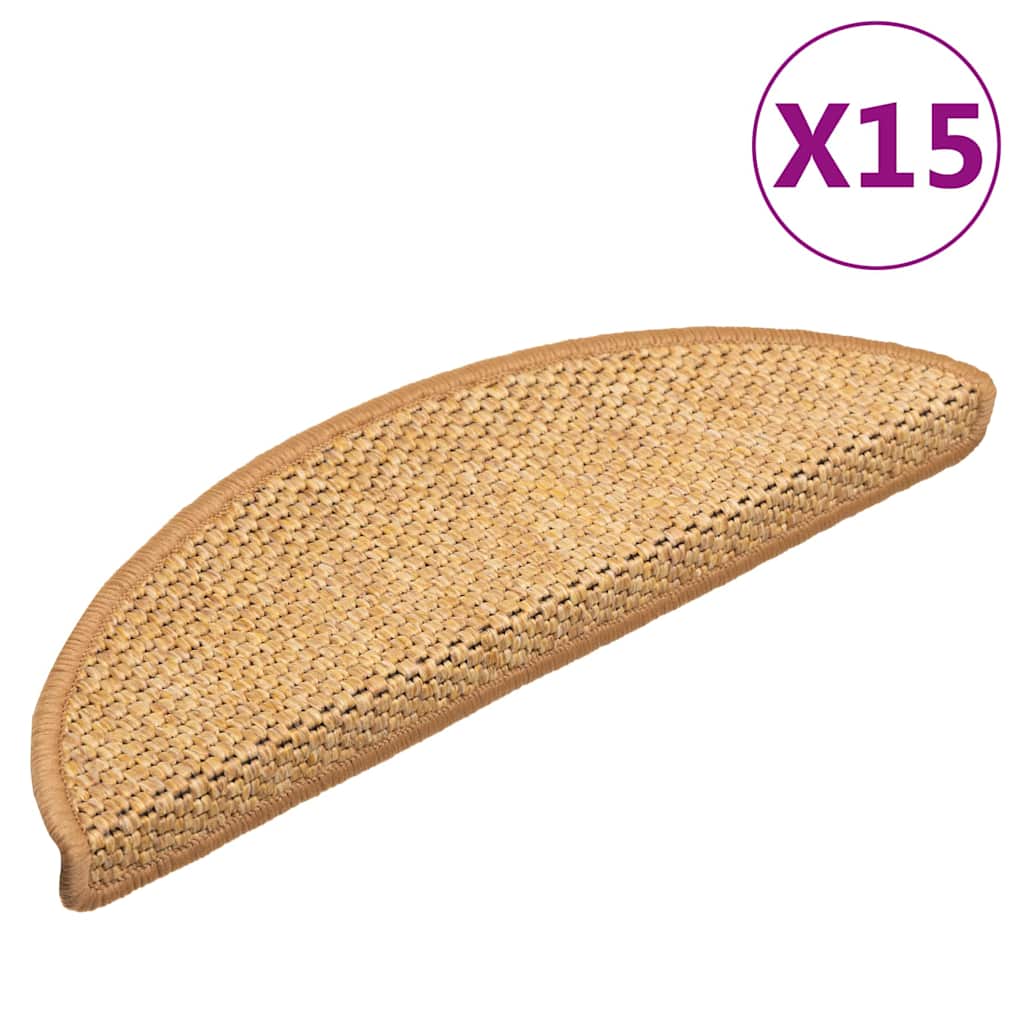 Trapmatten zelfklevend 15 st sisal-look 56x17x3 cm sisalkleurig