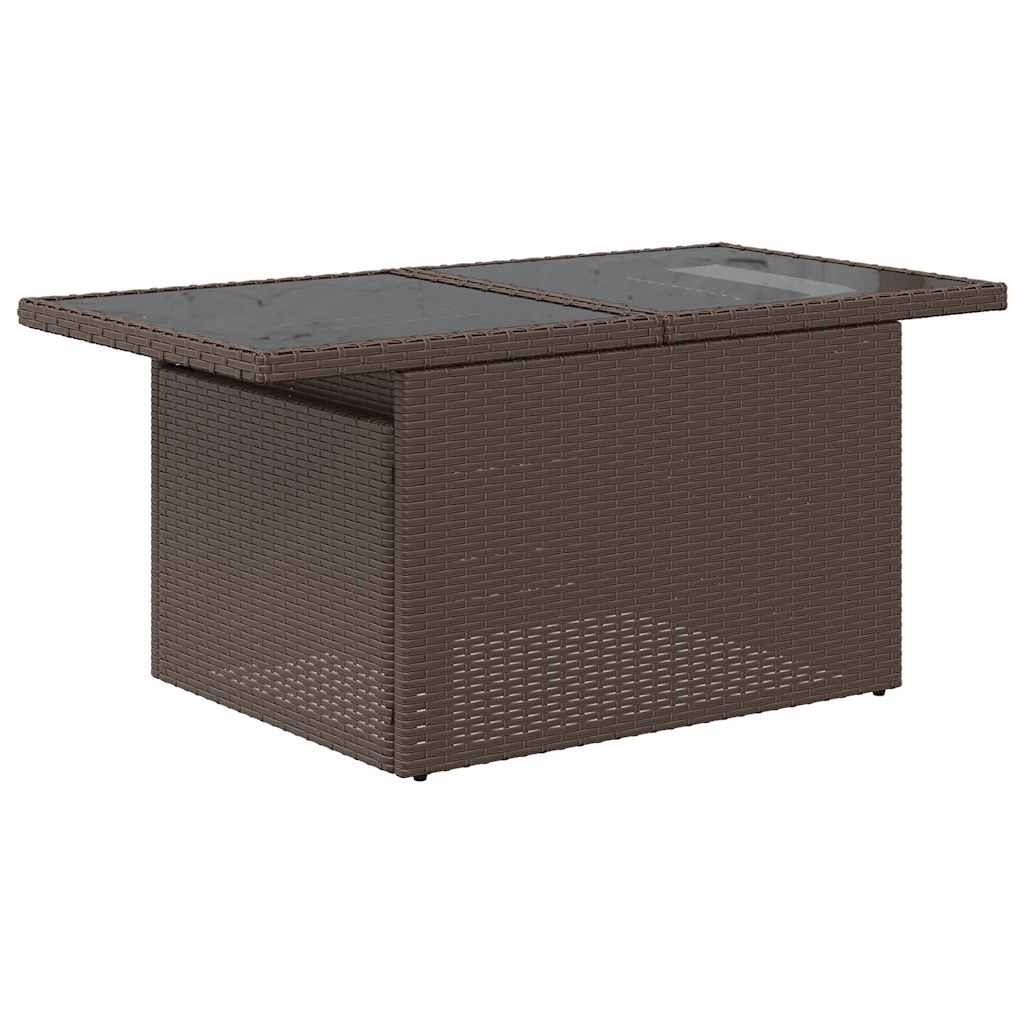 7-delige tuinbankset met kussens, bruin polyrotan – afbeelding 3