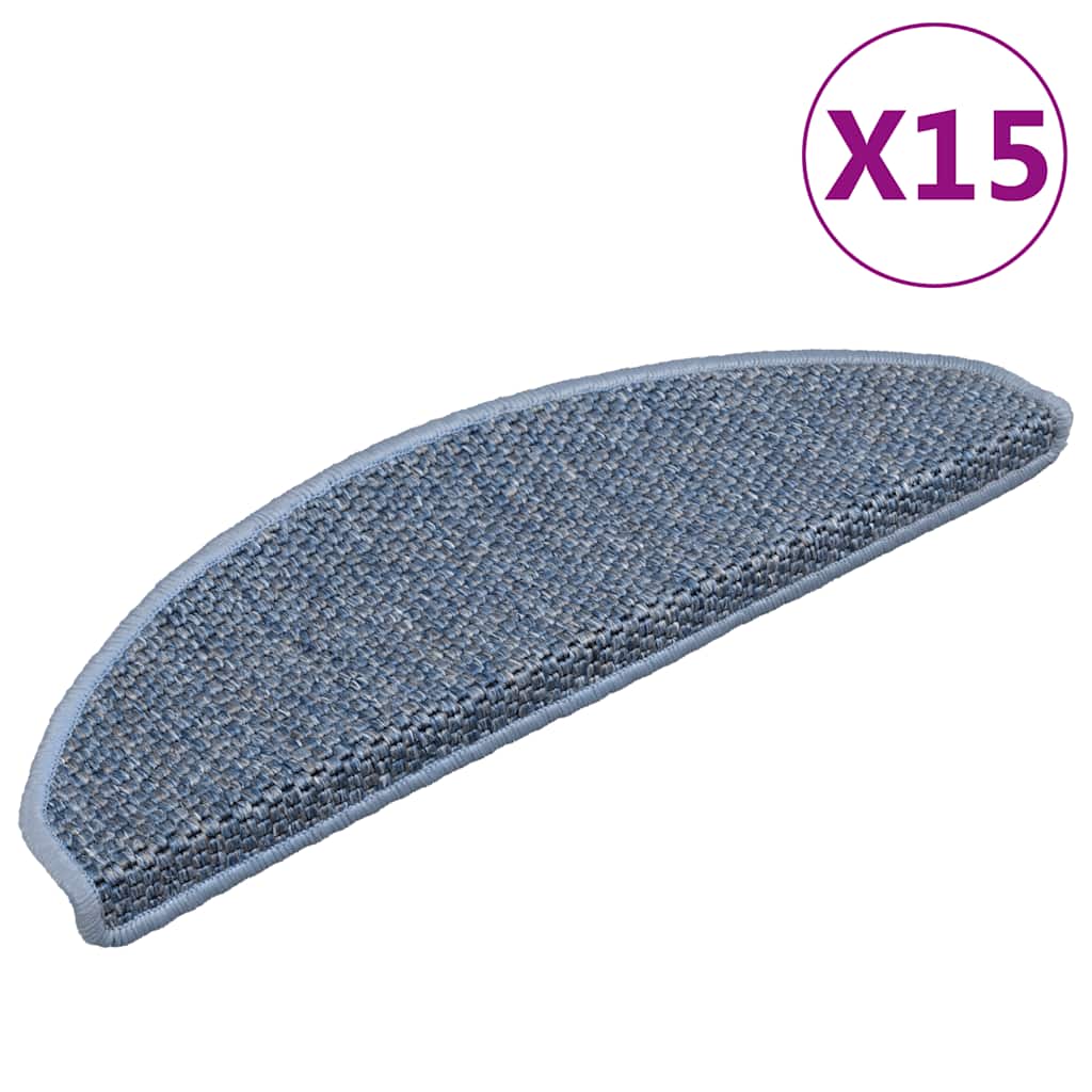 Trapmatten zelfklevend 15 st sisal-look 65x21x4 cm blauw