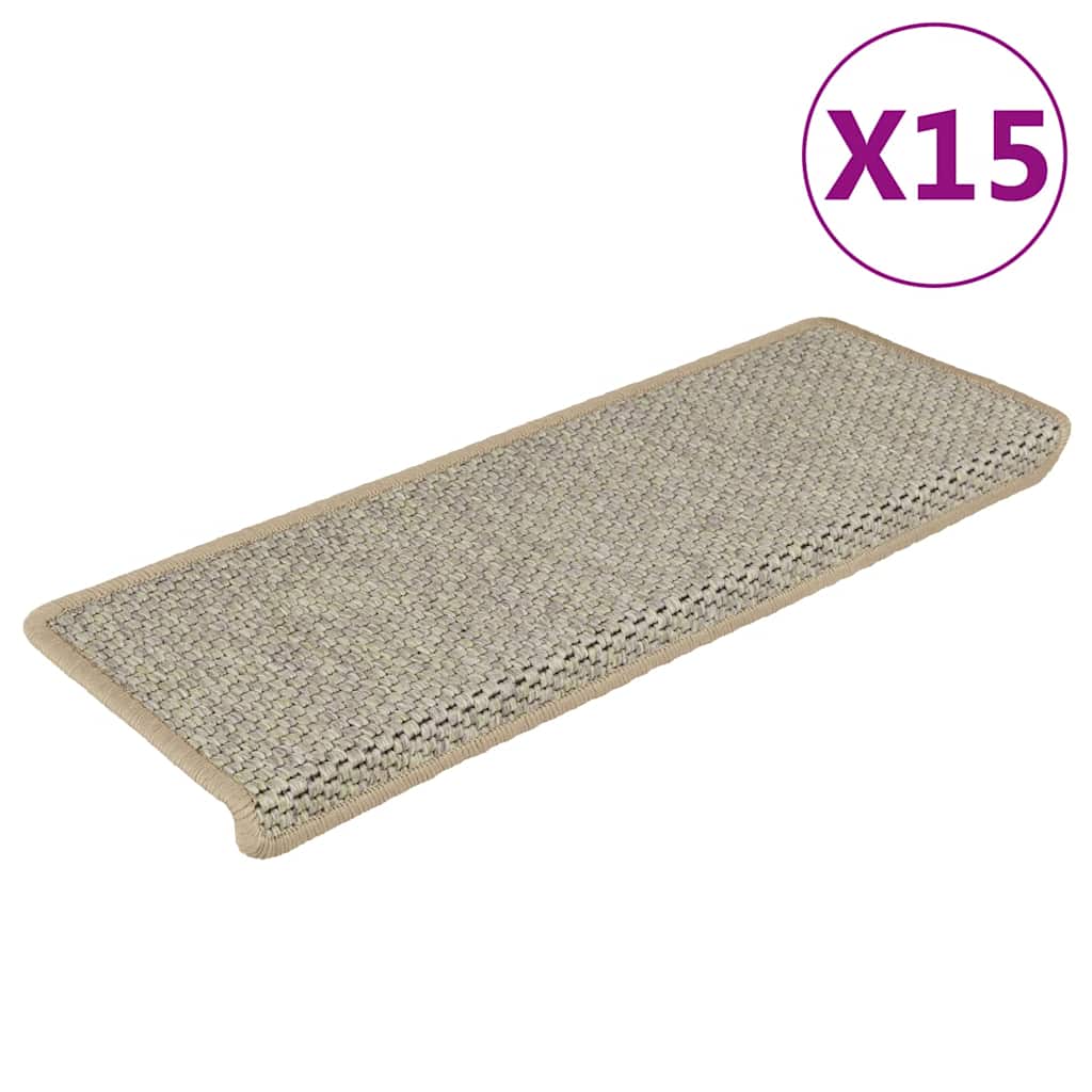 Trapmatten zelfklevend 15 st sisal-look 65x21x4 cm lichtgroen