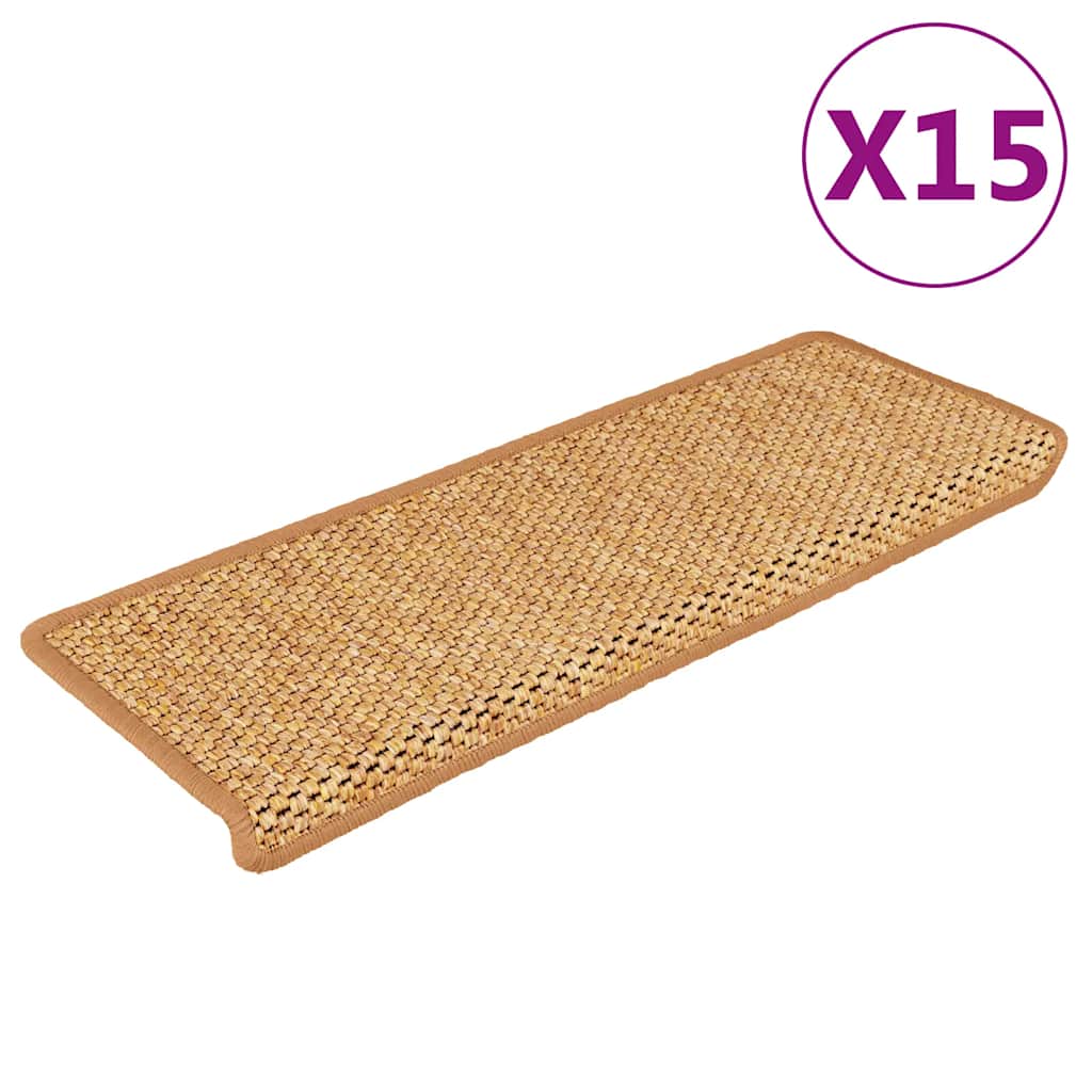 Trapmatten zelfklevend 15 st sisal-look 65x21x4 cm sisal