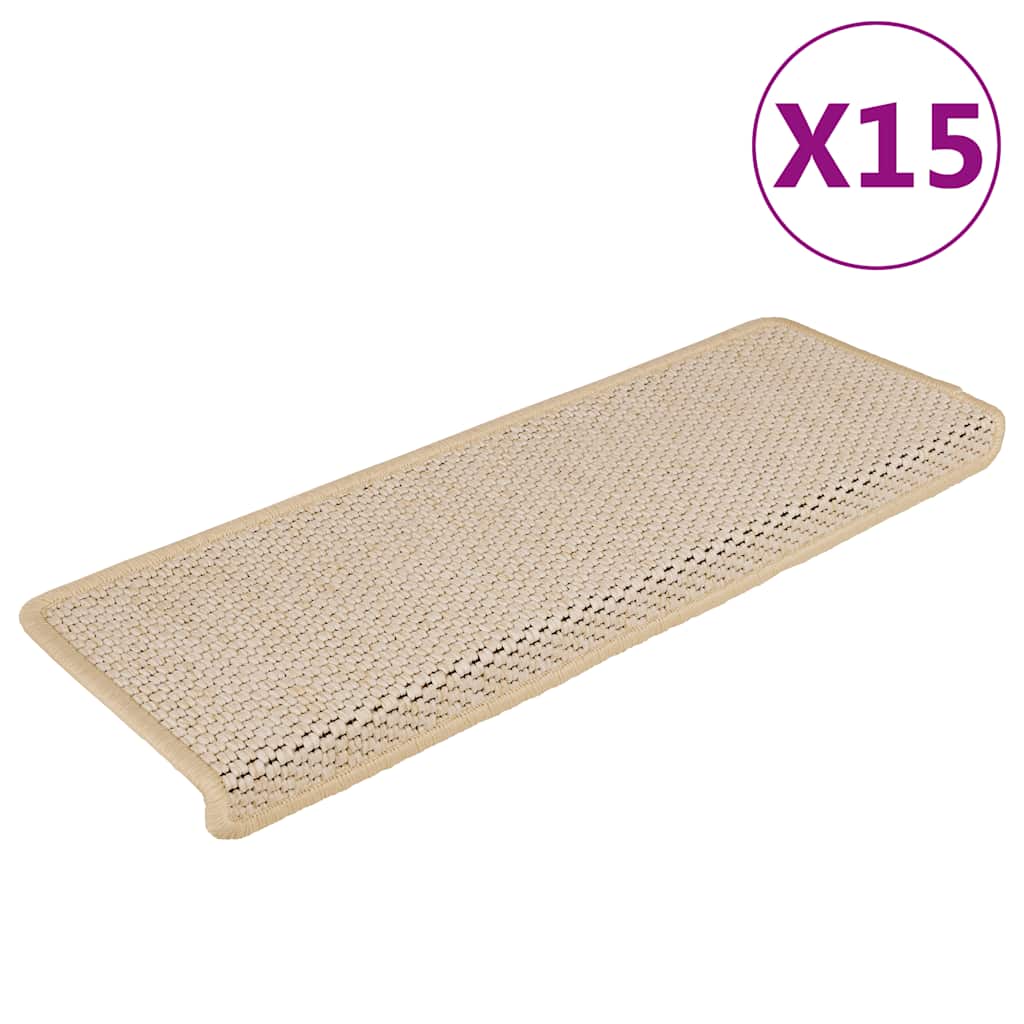 Trapmatten zelfklevend 15 st sisal-look 65x21x4 cm Berber