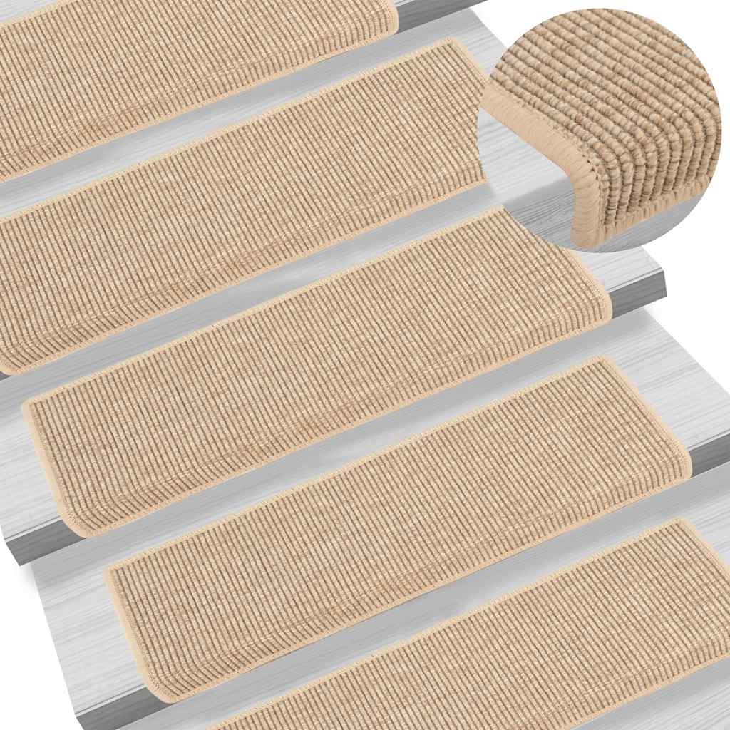 Trapmatten 15 st 65x21x4 cm lichtbeige met rechthoekige rand