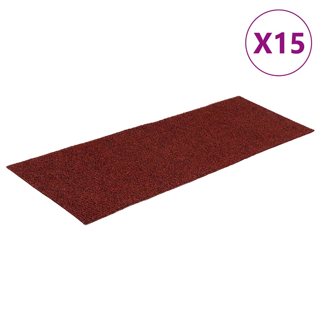 Trapmatten Zelfklevend 15 stuks 60x25 cm Bordeaux Rood Rechthoekig – afbeelding 2