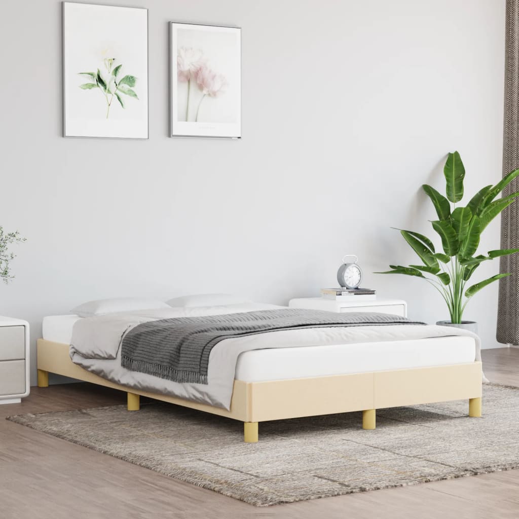Bedframe zonder matras 120x190 cm stof crèmekleurig – afbeelding 1