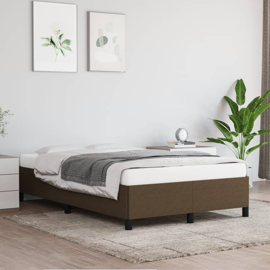 Bedframe zonder matras 120x190 cm stof donkerbruin – afbeelding 1