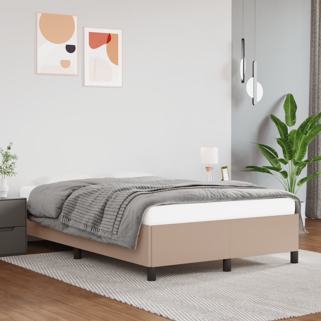 Bedframe zonder matras 120x190 cm kunstleer cappuccinokleurig – afbeelding 1