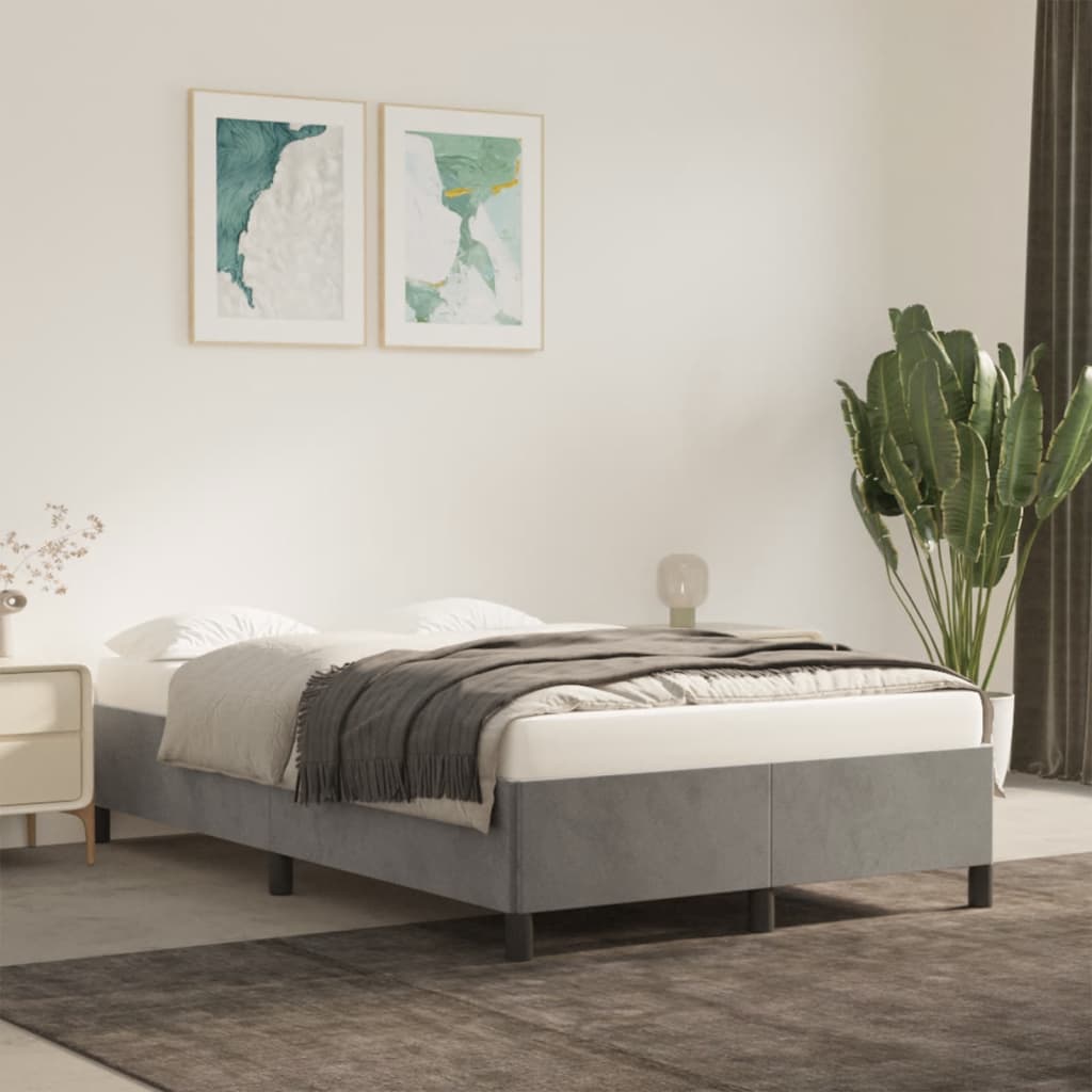 Bedframe zonder matras 120x190 cm fluweel lichtgrijs – afbeelding 1