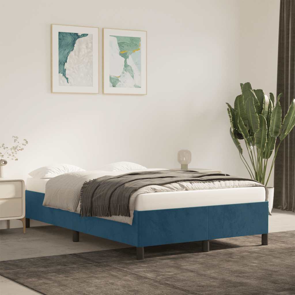 Bedframe zonder matras 120x190 cm fluweel donkerblauw – afbeelding 1