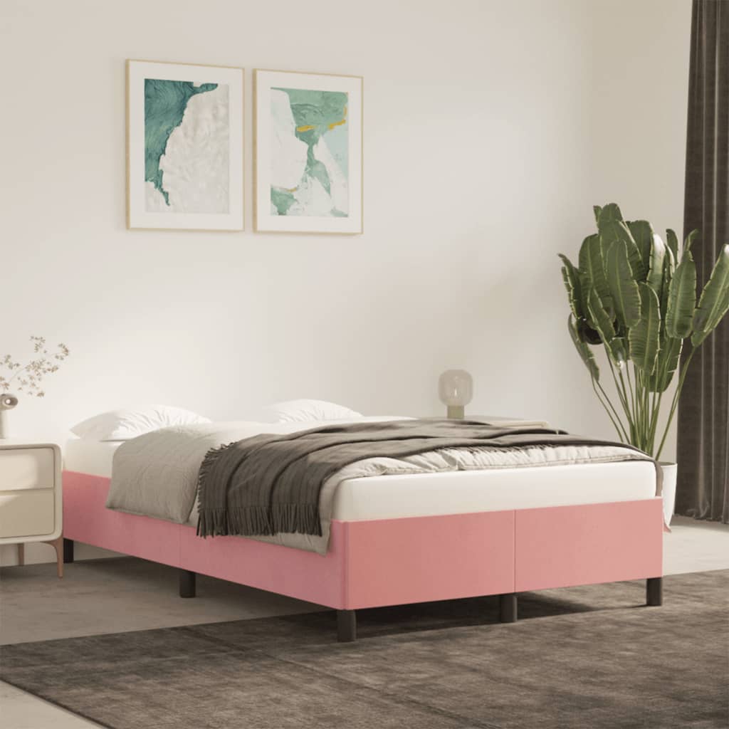 Bedframe zonder matras 120x190 cm fluweel roze – afbeelding 1
