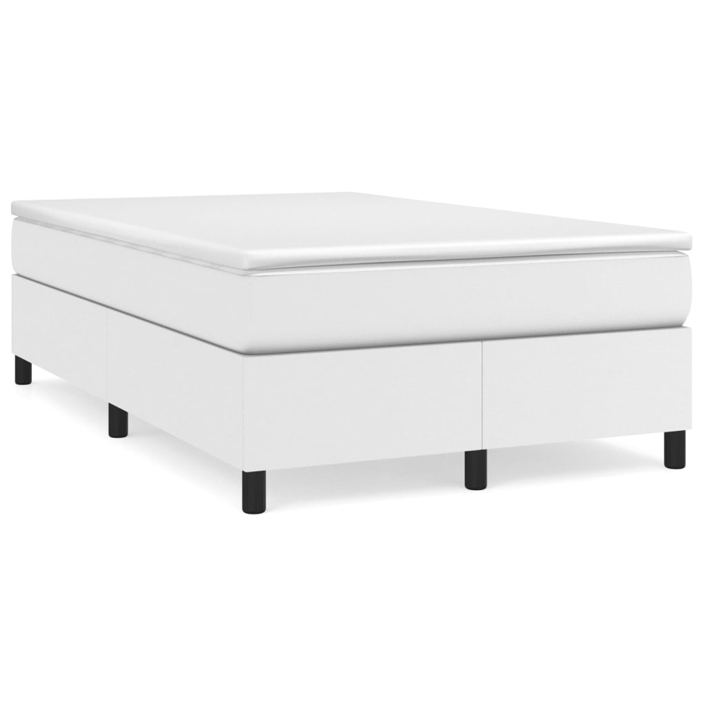 Boxspring met matras kunstleer wit 120x190 cm – afbeelding 1