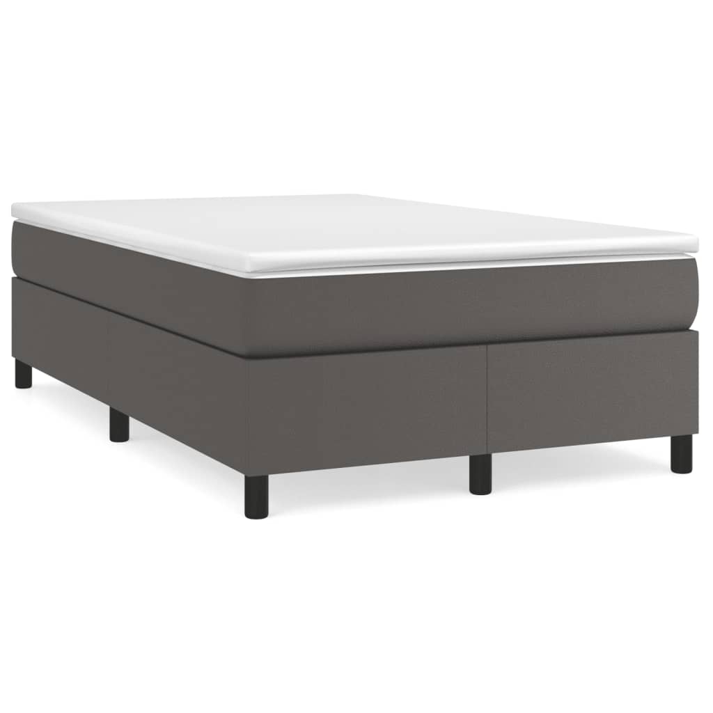 Boxspring met matras kunstleer grijs 120x190 cm – afbeelding 1