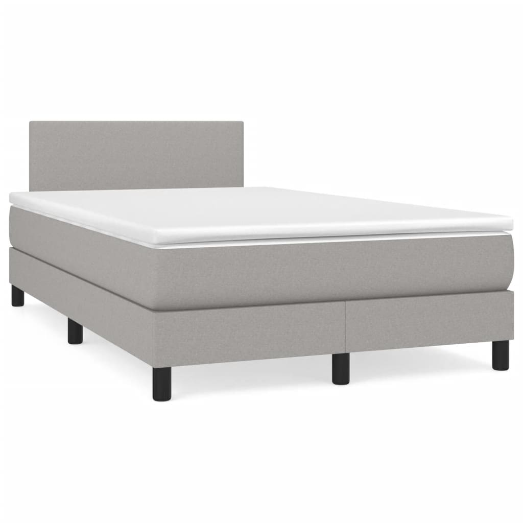 Boxspring met matras stof lichtgrijs 120x190 cm – afbeelding 1