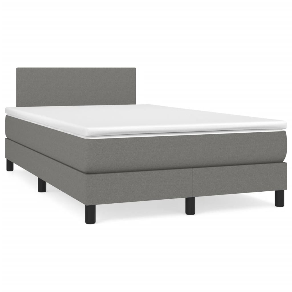 Boxspring met matras stof donkergrijs 120x190 cm – afbeelding 1