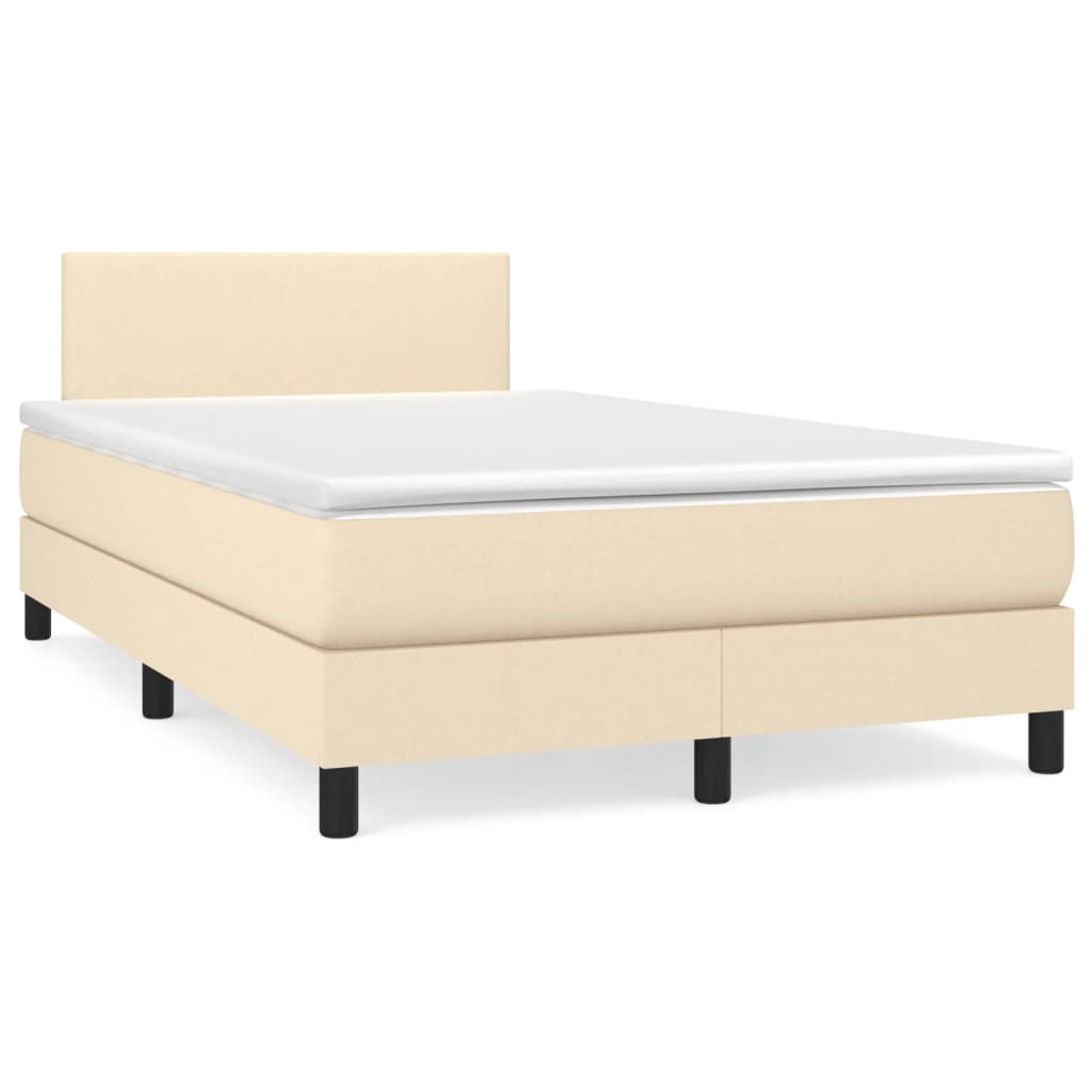 Boxspring met matras stof crèmekleurig 120x190 cm – afbeelding 1