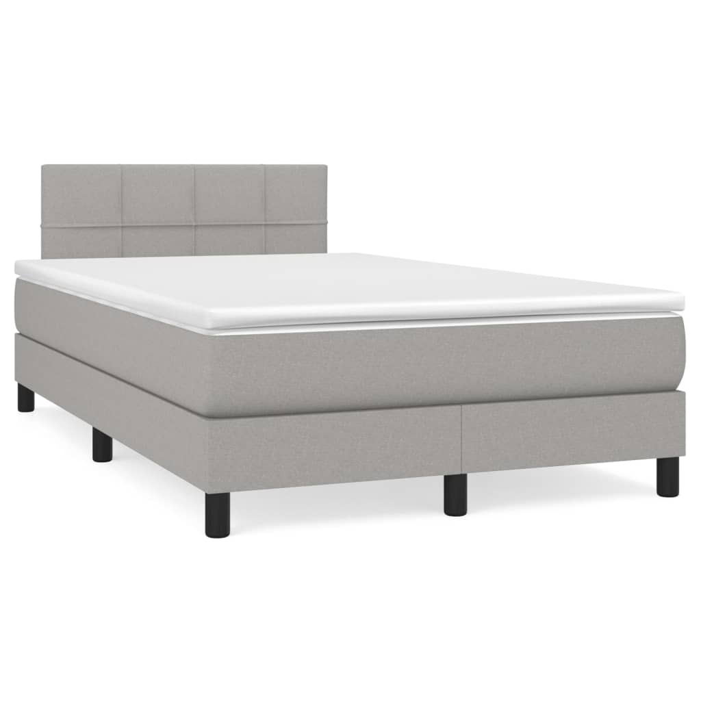 Boxspring met matras stof lichtgrijs 120x190 cm – afbeelding 1