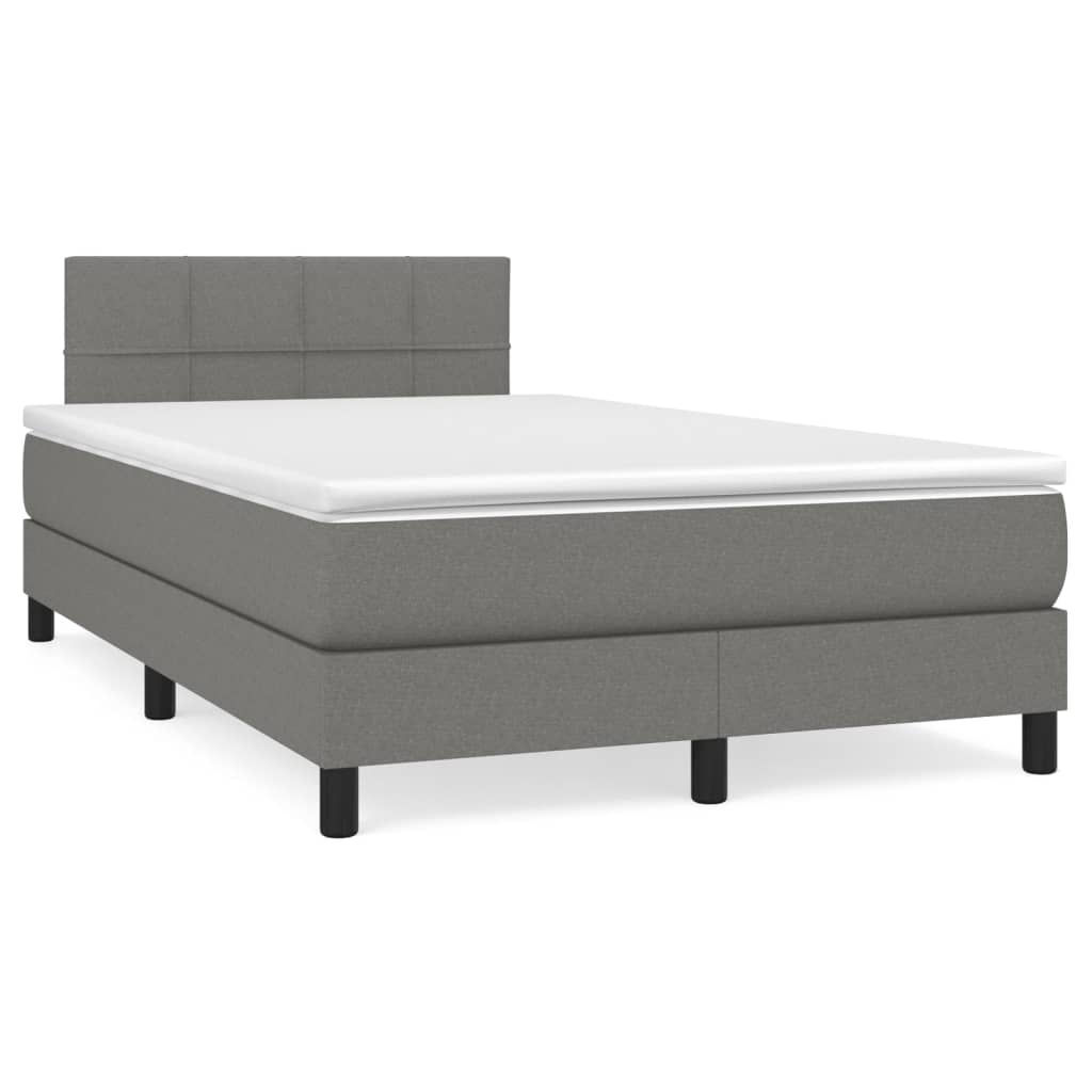 Boxspring met matras stof donkergrijs 120x190 cm – afbeelding 1