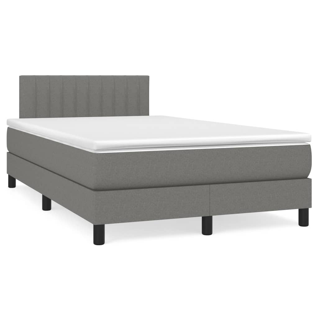 Boxspring met matras stof donkergrijs 120x190 cm – afbeelding 1