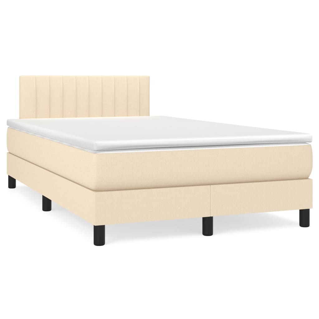 Boxspring met matras stof crèmekleurig 120x190 cm – afbeelding 1
