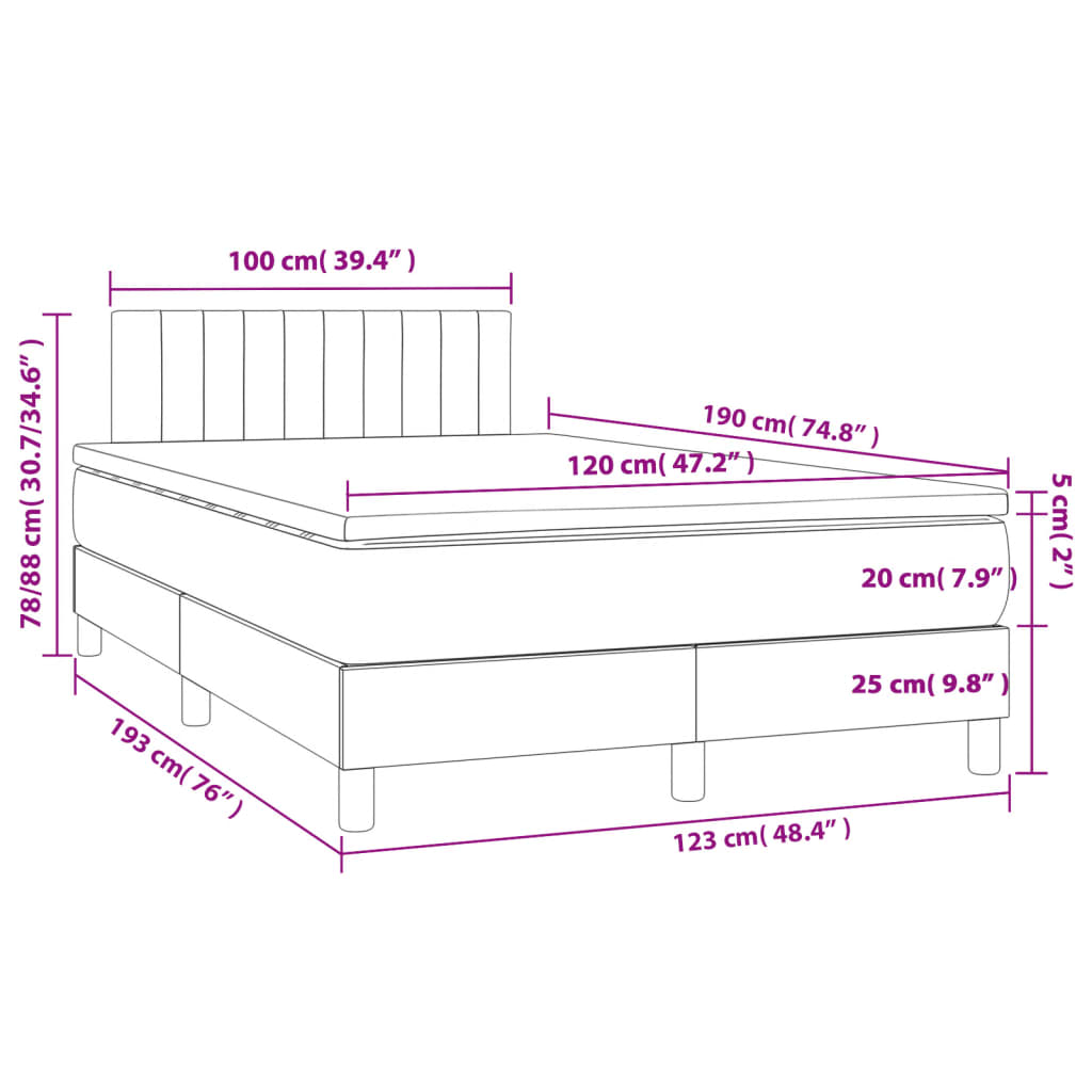 Boxspring met matras stof crèmekleurig 120x190 cm – afbeelding 9