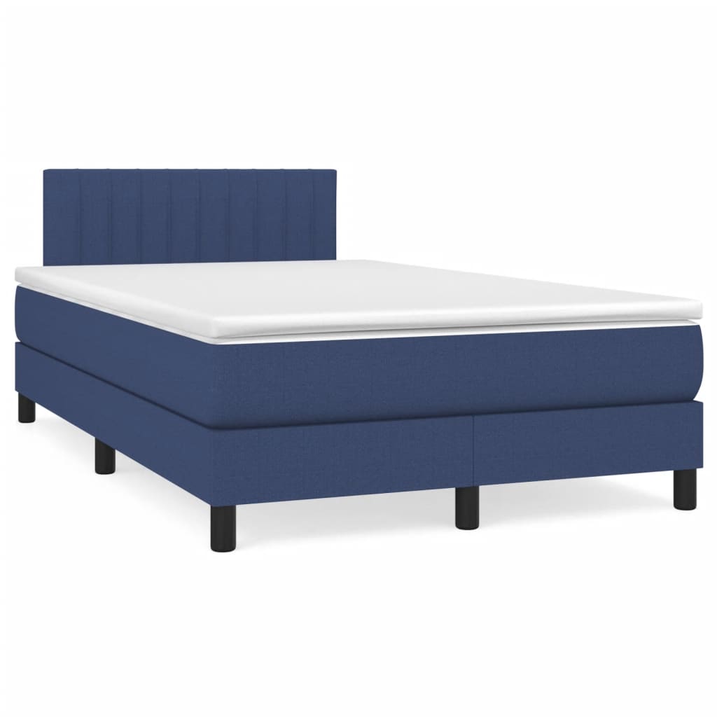 Boxspring met matras stof blauw 120x190 cm – afbeelding 1