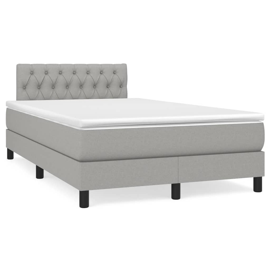 Boxspring met matras stof lichtgrijs 120x190 cm – afbeelding 1