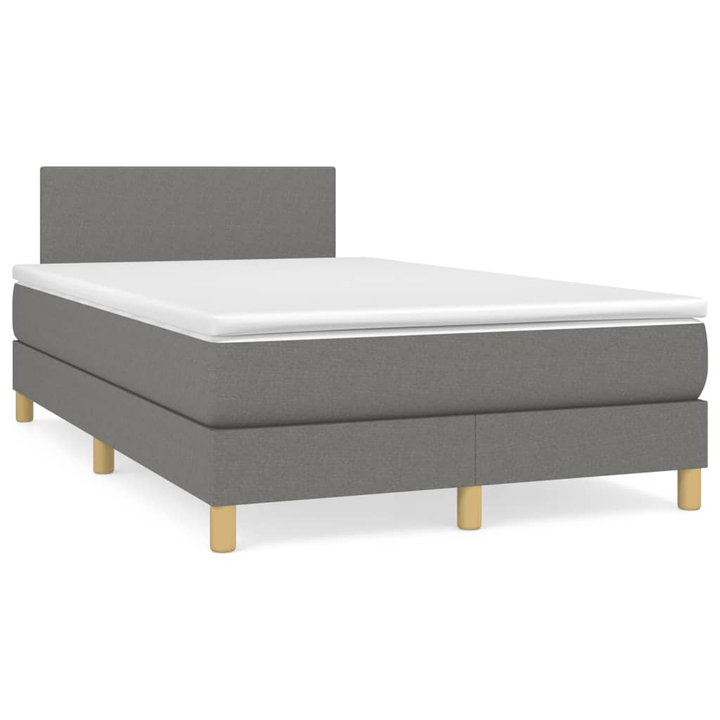 Boxspring met matras stof donkergrijs 120x190 cm – afbeelding 1