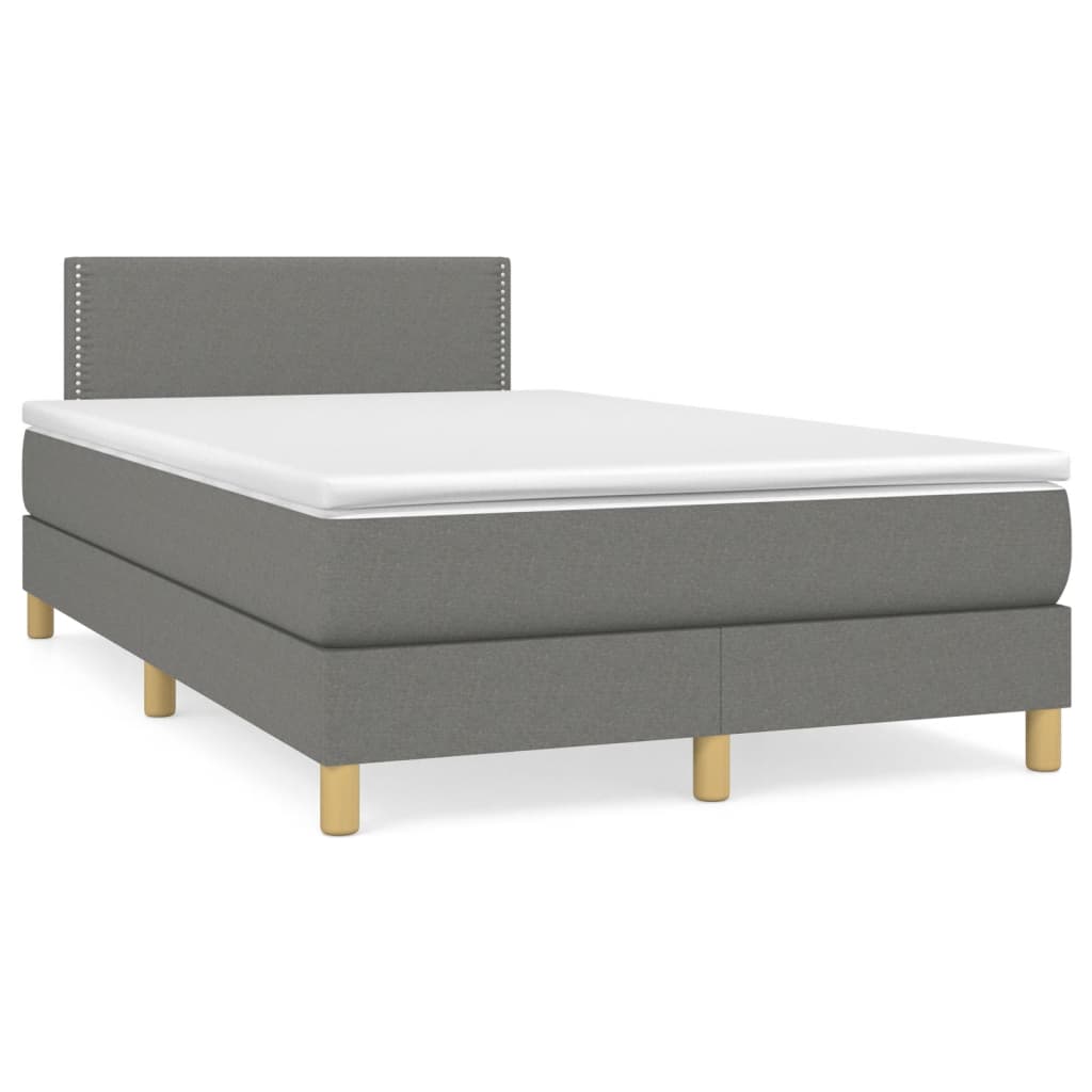 Boxspring met matras stof donkergrijs 120x190 cm – afbeelding 1