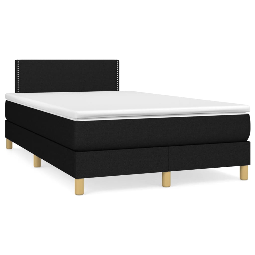 Boxspring met matras stof zwart 120x190 cm – afbeelding 1