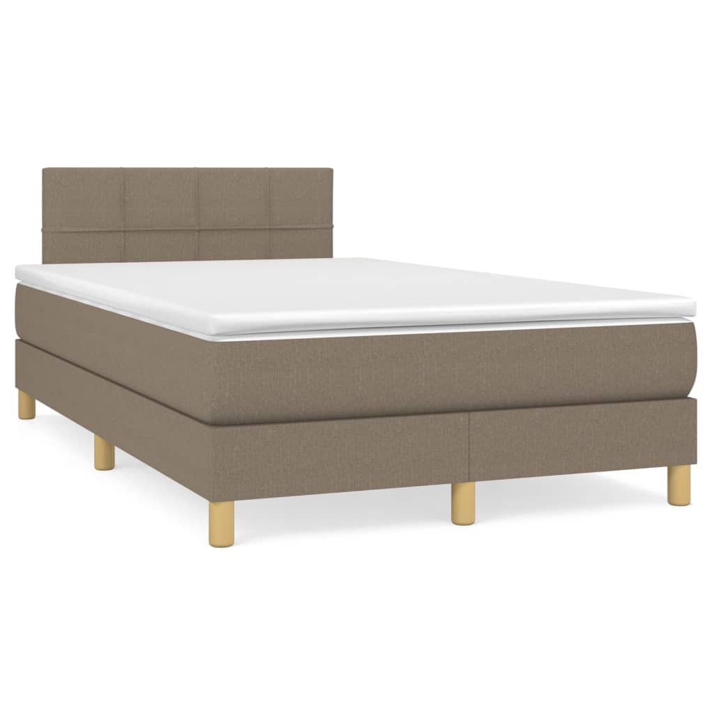 Boxspring met matras stof taupe 120x190 cm – afbeelding 1
