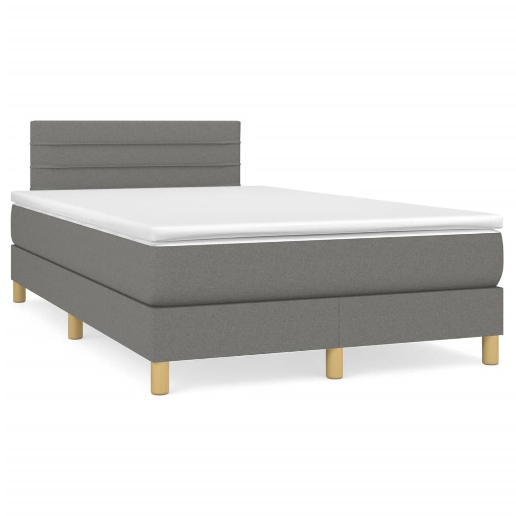 Boxspring met matras stof donkergrijs 120x190 cm – afbeelding 1
