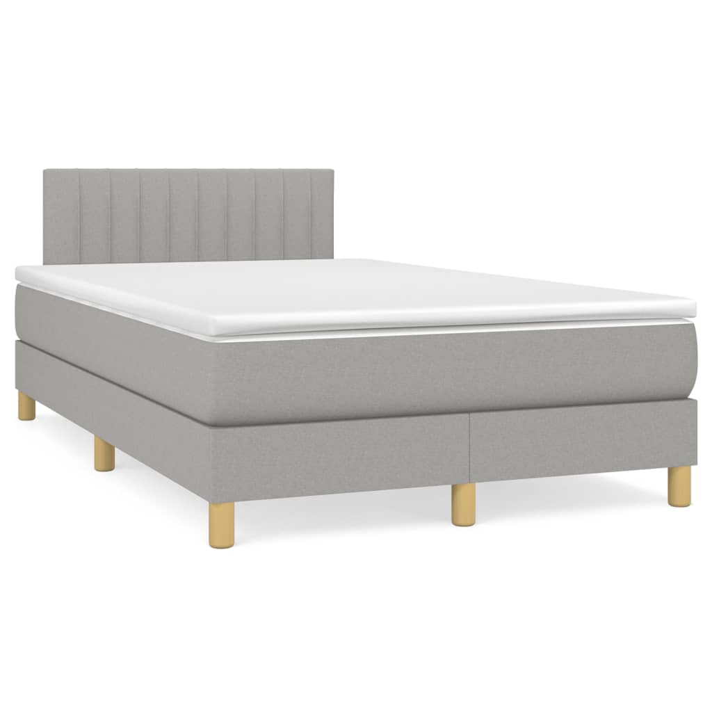 Boxspring met matras stof lichtgrijs 120x190 cm – afbeelding 1