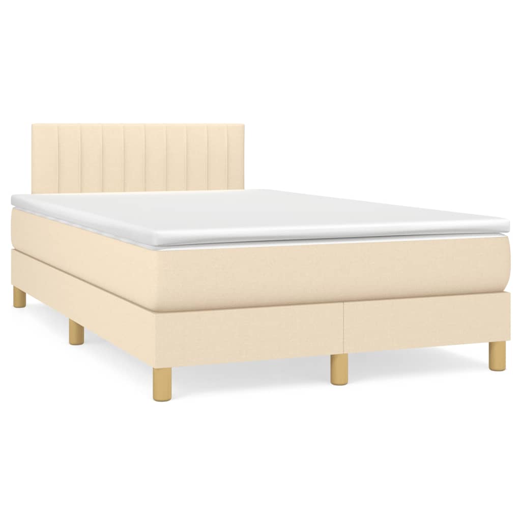 Boxspring met matras stof crèmekleurig 120x190 cm – afbeelding 1