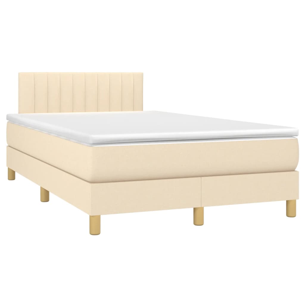 Boxspring met matras stof crèmekleurig 120x190 cm – afbeelding 2