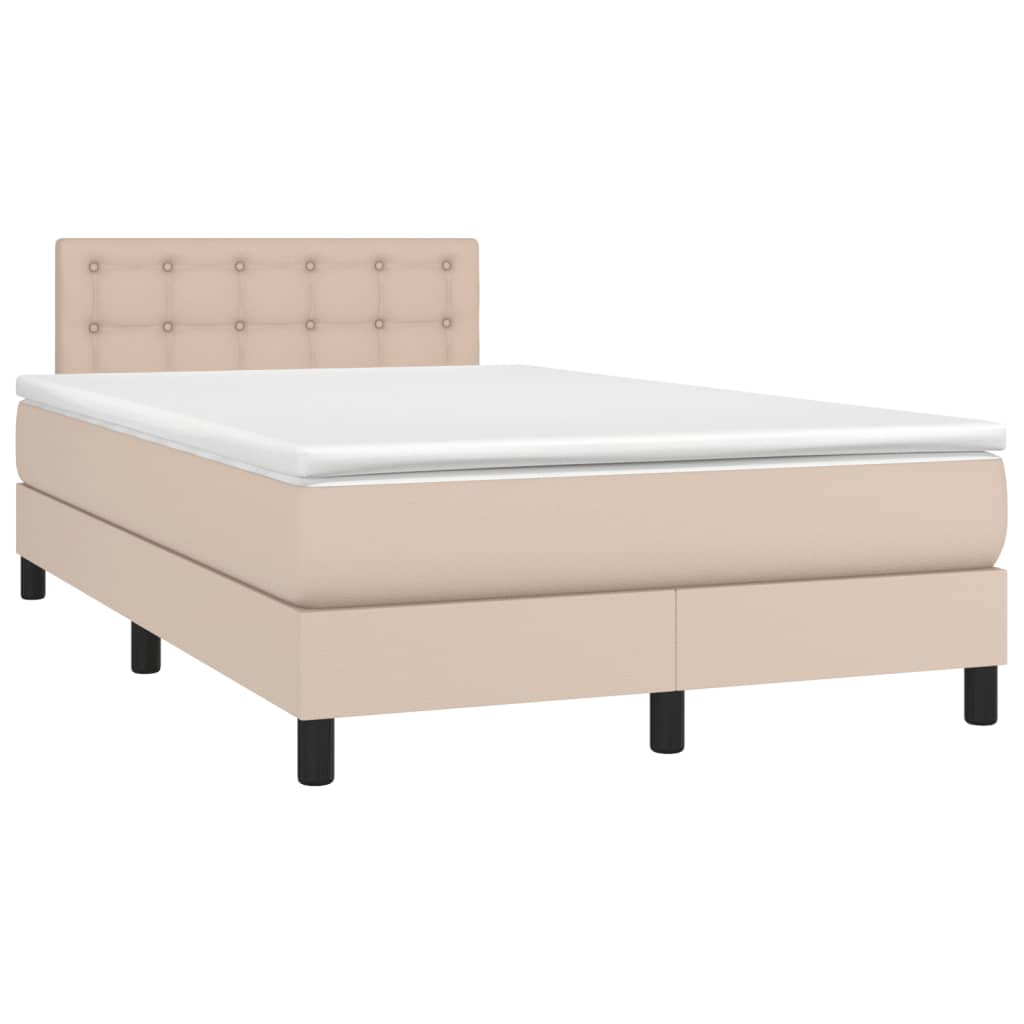 Boxspring met matras kunstleer cappuccinokleurig 120x190 cm – afbeelding 2