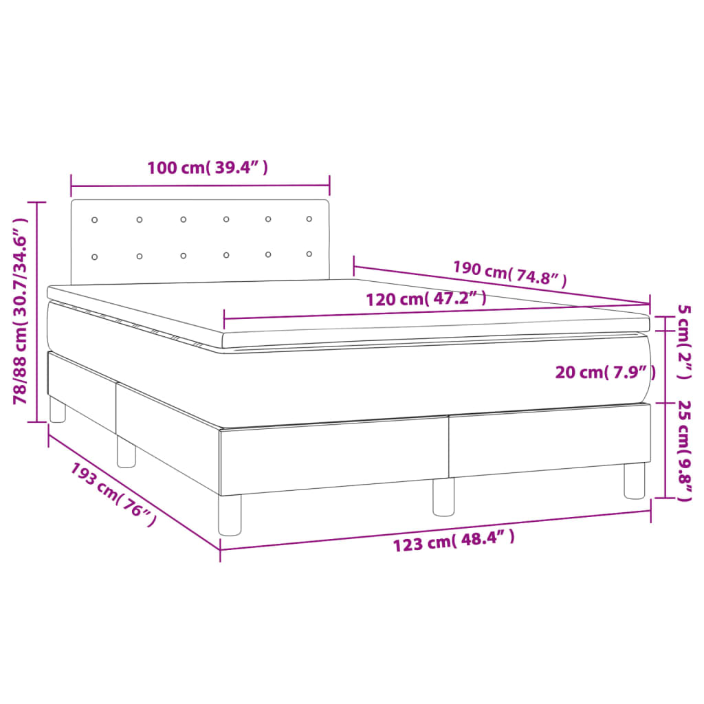 Boxspring met matras kunstleer cappuccinokleurig 120x190 cm – afbeelding 9
