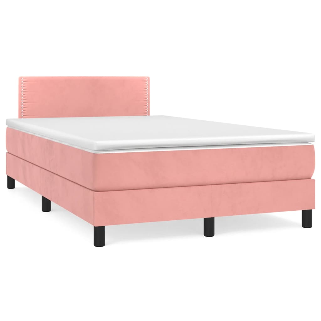 Boxspring met matras fluweel roze 120x190 cm – afbeelding 1