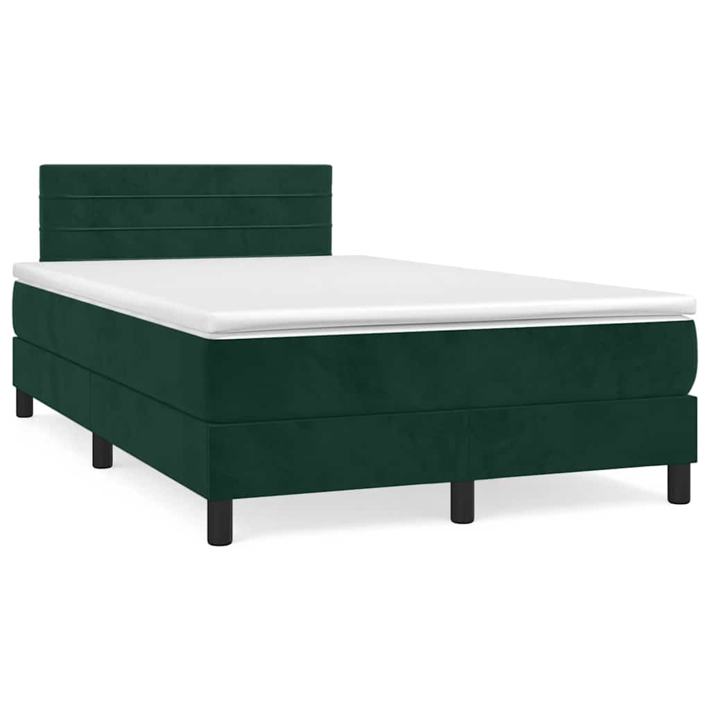 Boxspring met matras fluweel donkergroen 120x190 cm – afbeelding 1