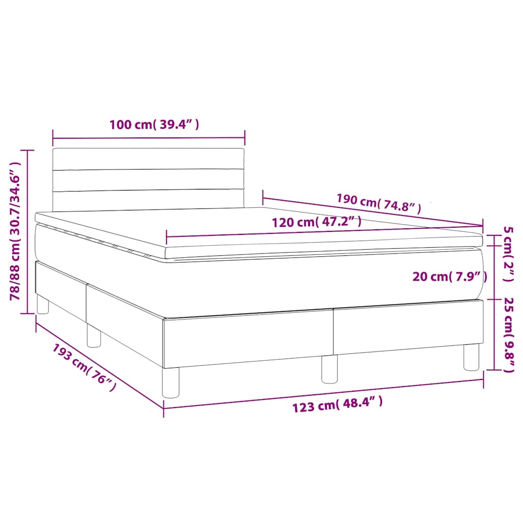 Boxspring met matras fluweel donkerblauw 120x190 cm – afbeelding 9