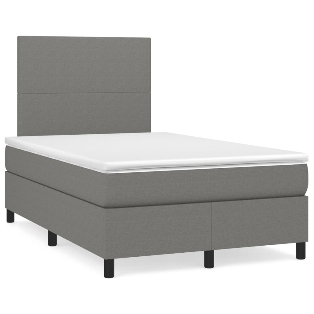 Boxspring met matras stof donkergrijs 120x190 cm – afbeelding 1