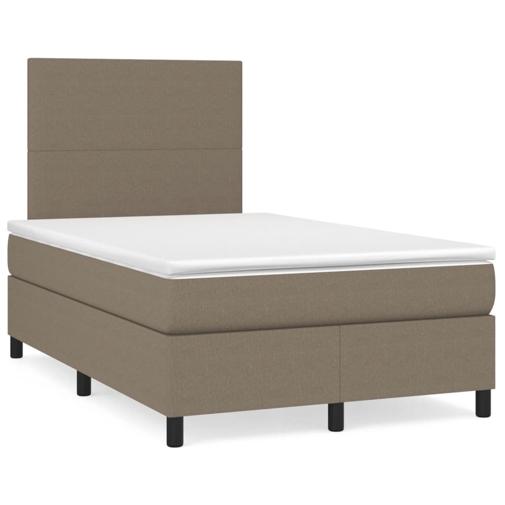 Boxspring met matras stof taupe 120x190 cm – afbeelding 1