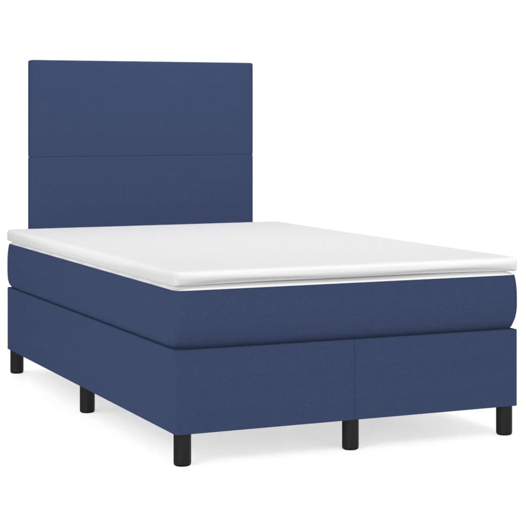 Boxspring met matras stof blauw 120x190 cm – afbeelding 1