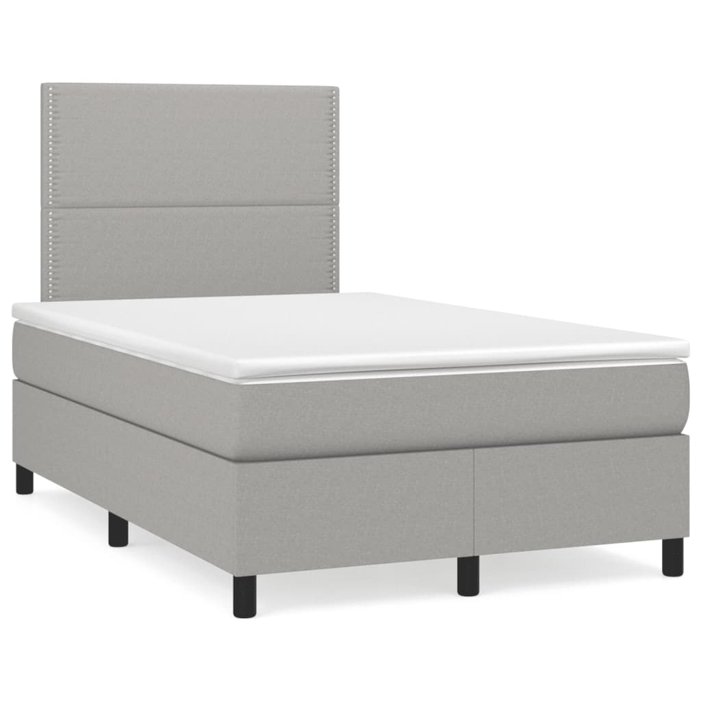 Boxspring met matras stof lichtgrijs 120x190 cm – afbeelding 1