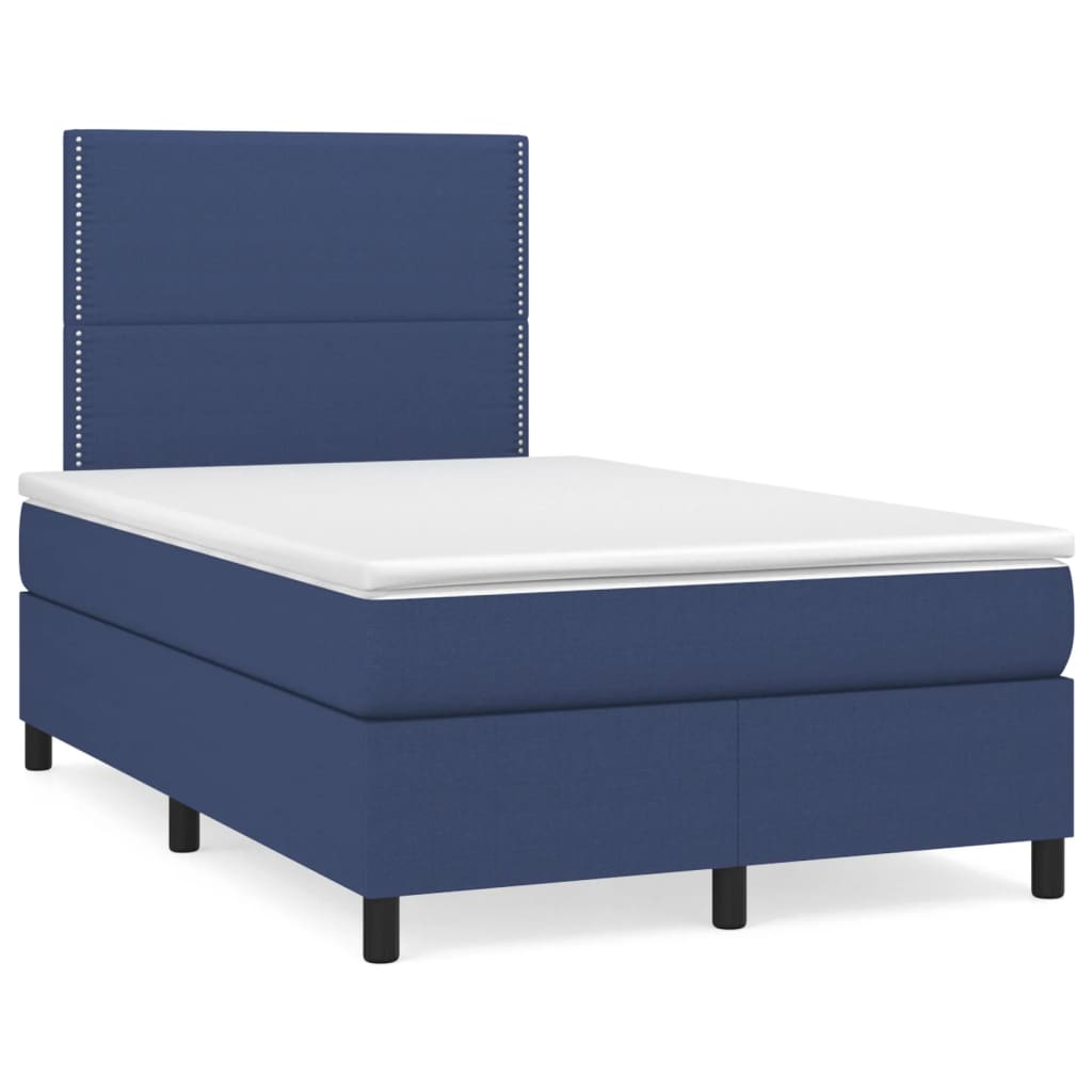 Boxspring met matras stof blauw 120x190 cm – afbeelding 1