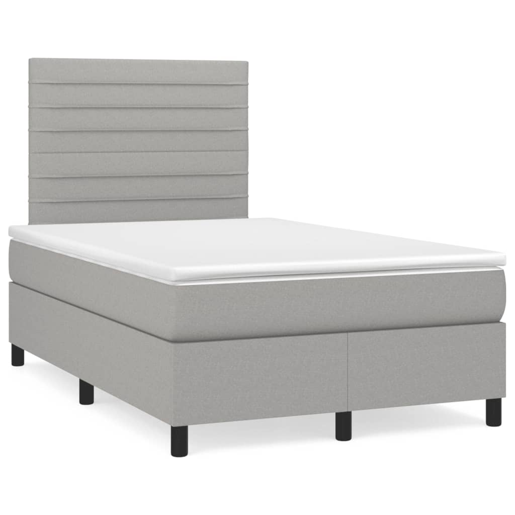 Boxspring met matras stof lichtgrijs 120x190 cm – afbeelding 1