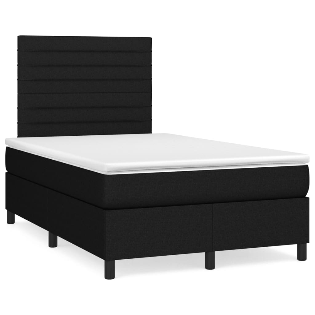 Boxspring met matras stof zwart 120x190 cm – afbeelding 1