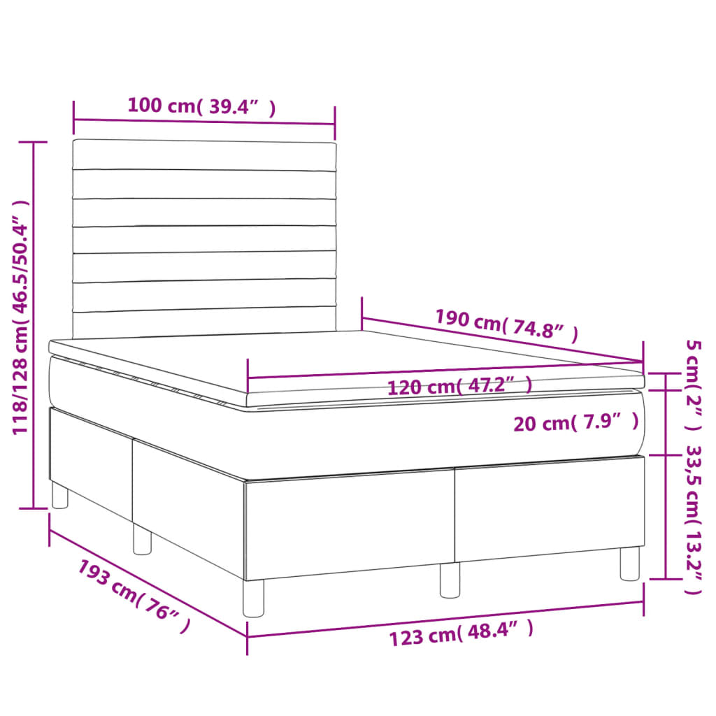 Boxspring met matras stof taupe 120x190 cm – afbeelding 9
