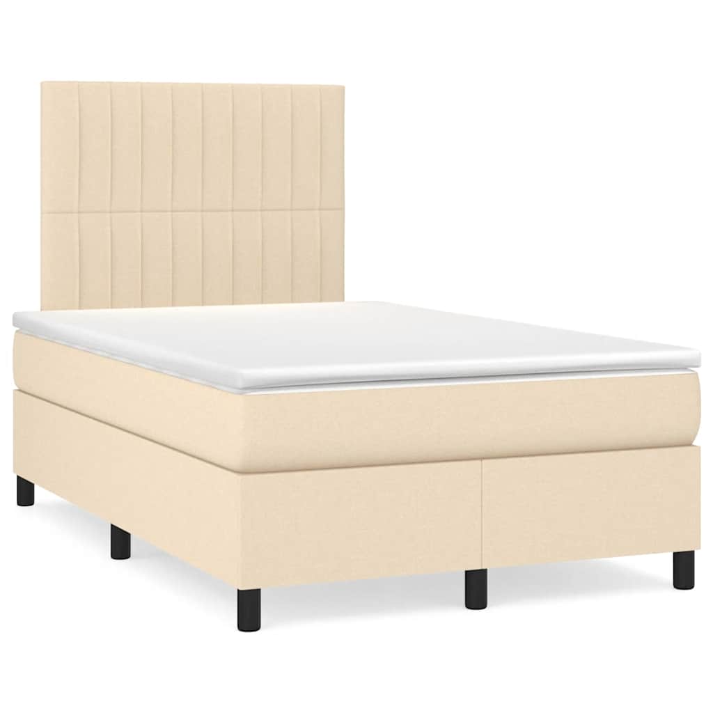Boxspring met matras stof crèmekleurig 120x190 cm – afbeelding 1